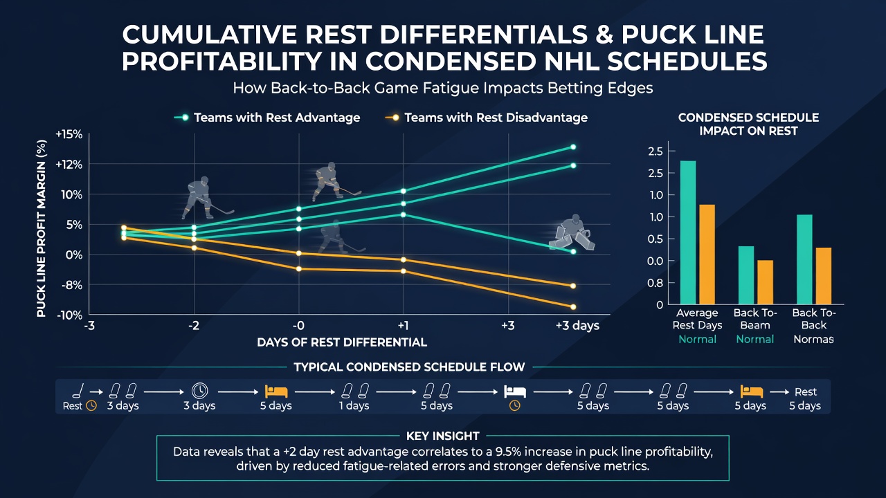 Statistical breakdown of NHL rest advantage versus puck line outcomes