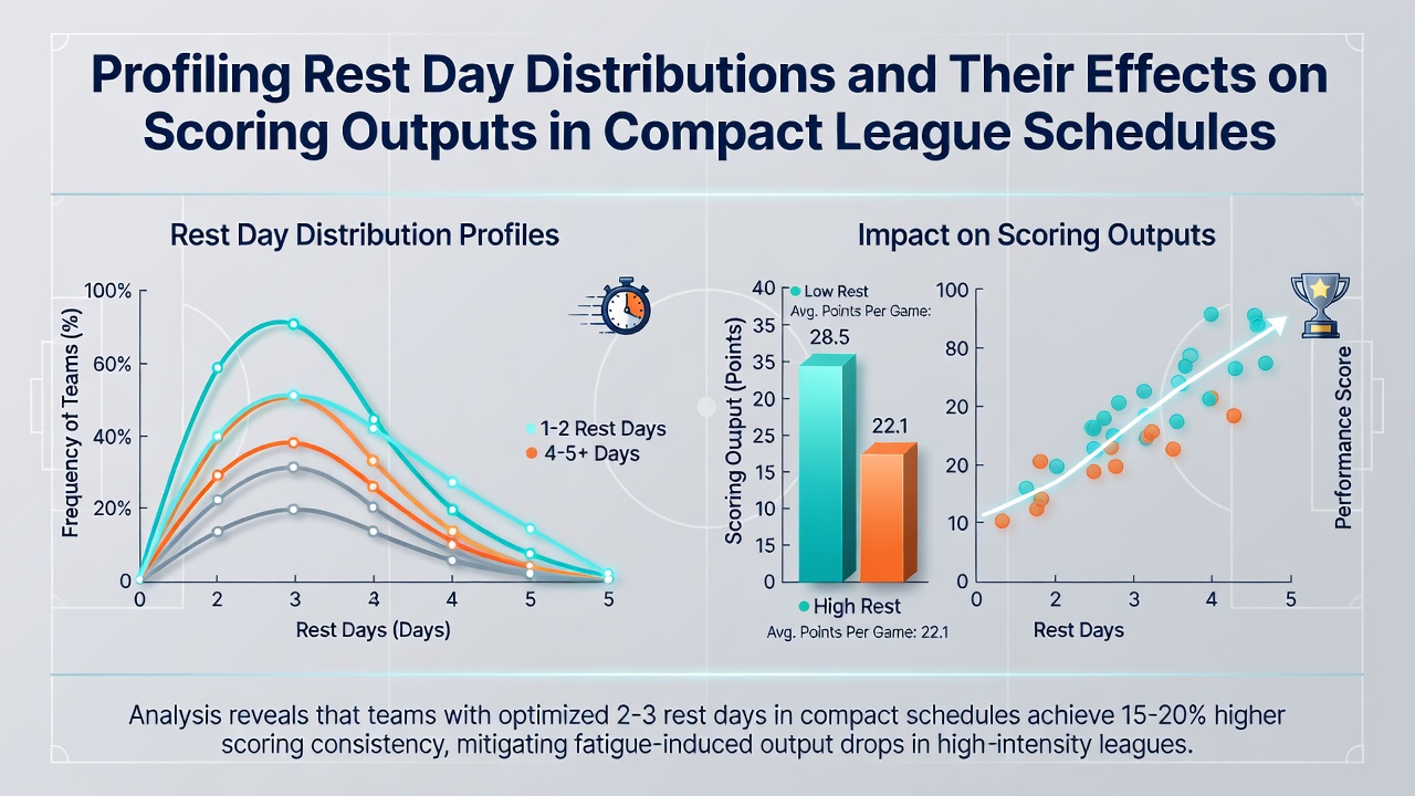 Chart illustrating scoring output variations based on rest day intervals in major league competitions