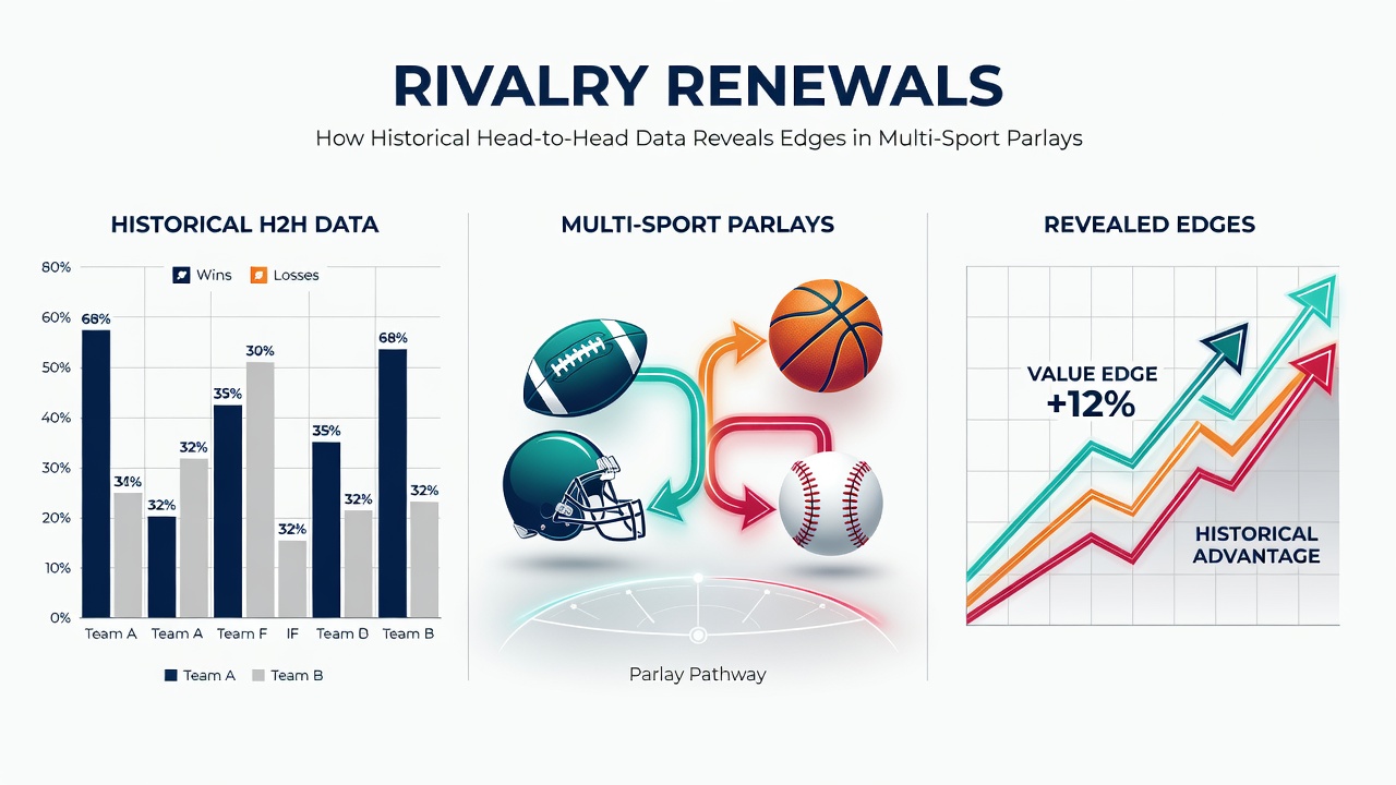 Chart displaying cross-sport rivalry performance metrics and parlay outcomes